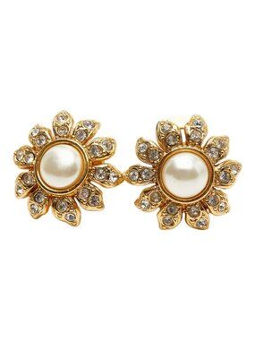 Chanel Flower Motif Earrings Gold